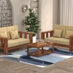 FurnitureWay Sheesham Wood 4 Seater Sofa – Honey Finish