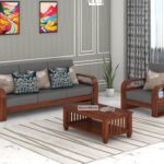 FurnitureWay Sheesham Wood 4 Seater Sofa – Honey Finish