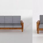 FurnitureWay Sheesham Wood 4 Seater Sofa – Natural Finish