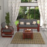 FurnitureWay Sheesham Wood 4 Seater Sofa – Natural Finish