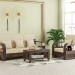 FurnitureWay Sheesham Wood 4 Seater Sofa – Walnut Finish
