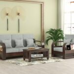 FurnitureWay Sheesham Wood 4 Seater Sofa – Walnut Finish