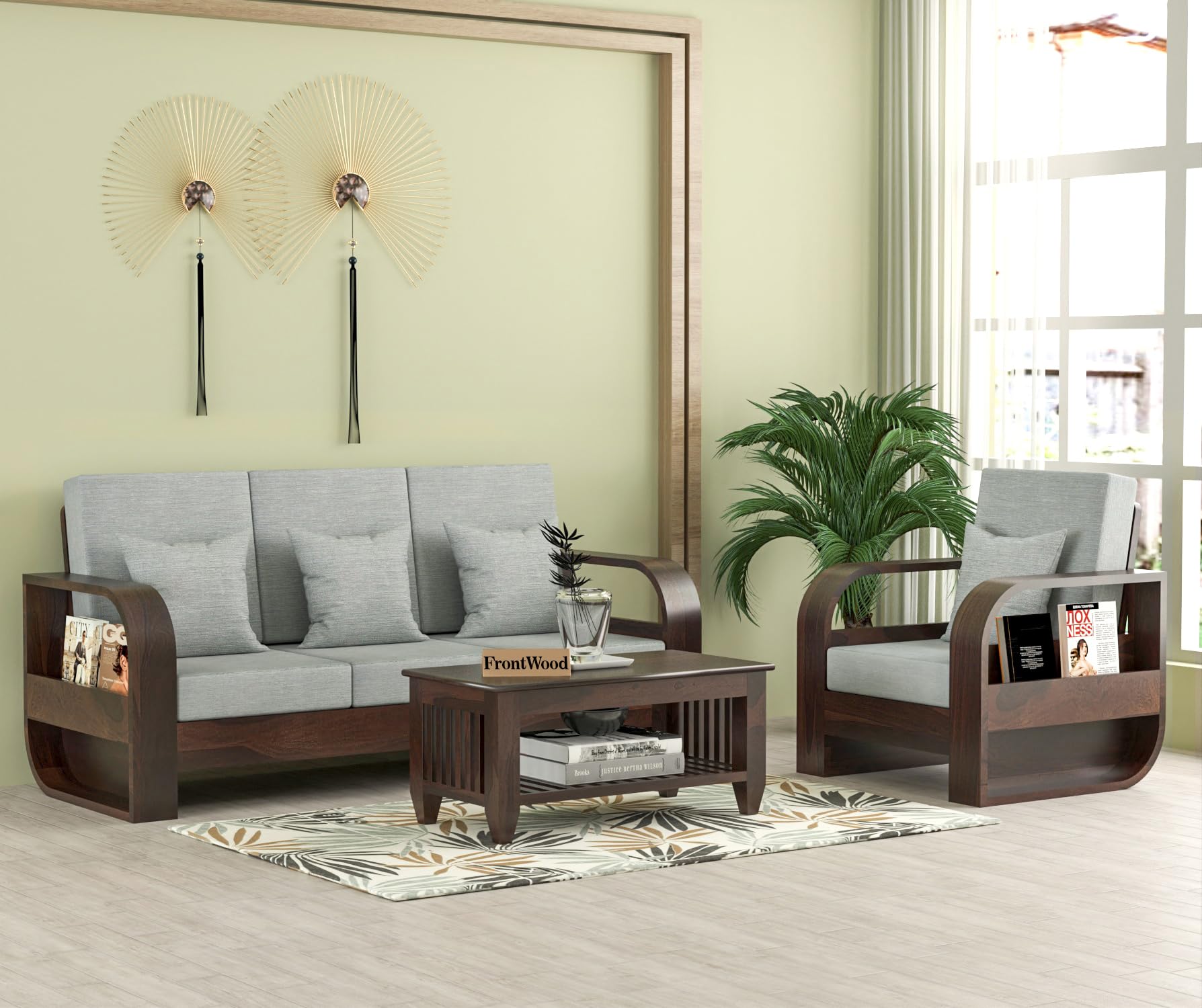 71xlXYzBfPL-1.jpg FurnitureWay Sheesham Wood 4 Seater Sofa – Walnut Finish - Image 1