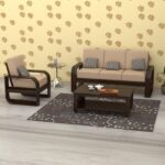 FurnitureWay Sheesham Wood 4 Seater Sofa – Walnut Finish