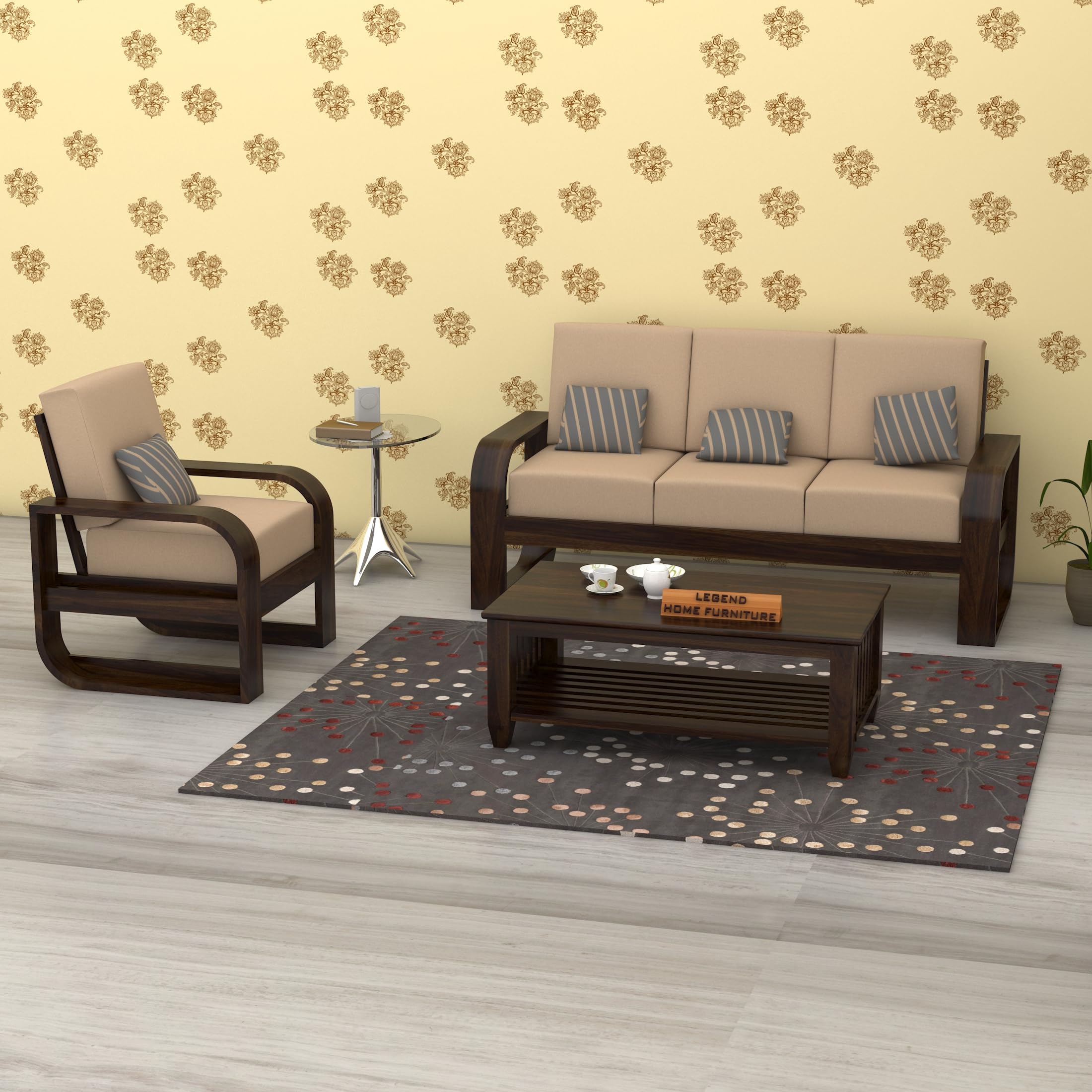 81mIJL0-YL-1.jpg FurnitureWay Sheesham Wood 4 Seater Sofa – Walnut Finish - Image 1