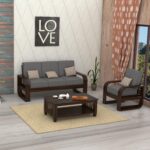 FurnitureWay Sheesham Wood 4 Seater Sofa – Walnut Finish