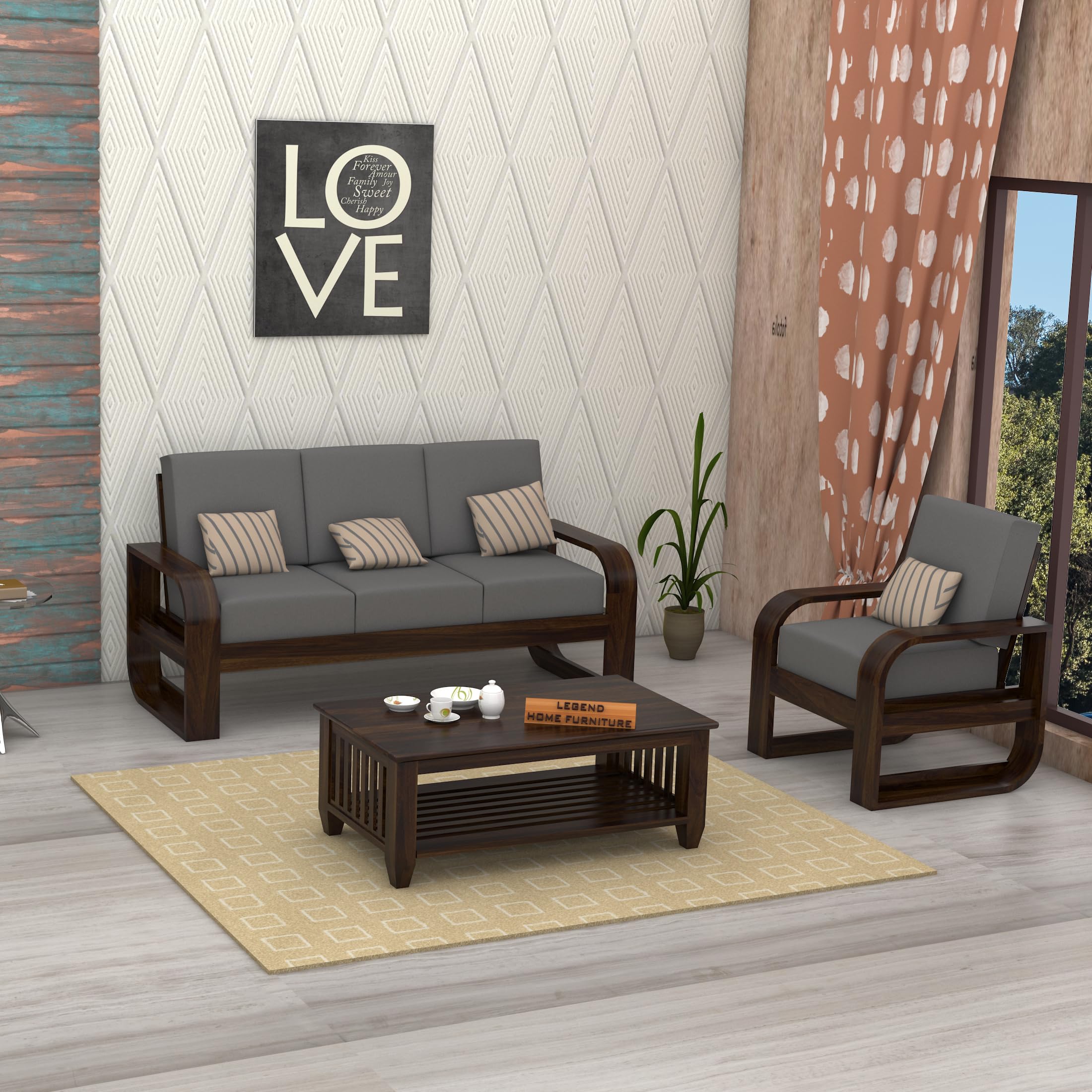 81sfkfaVnfL-1.jpg FurnitureWay Sheesham Wood 4 Seater Sofa – Walnut Finish - Image 1