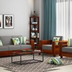 FurnitureWay Sheesham Wood 5 Seater Sofa Set – Honey Finish