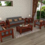 FurnitureWay Sheesham Wood 5 Seater Sofa Set – Natural Finish