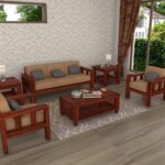 FurnitureWay Sheesham Wood 5 Seater Sofa Set – Natural Finish