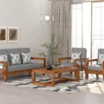 FurnitureWay Sheesham Wood 5 Seater Sofa Set – Natural Finish