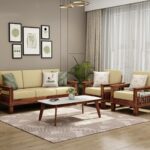 FurnitureWay Sheesham Wood 5 Seater Sofa Set – Natural Finish