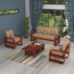 FurnitureWay Sheesham Wood 5 Seater Sofa Set – Natural Finish