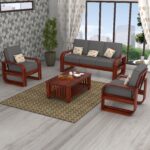 FurnitureWay Sheesham Wood 5 Seater Sofa Set – Natural Finish