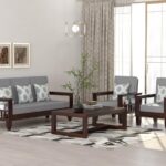 FurnitureWay Sheesham Wood 5 Seater Sofa Set – Walnut Finish