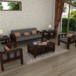 FurnitureWay Sheesham Wood 5 Seater Sofa Set – Walnut Finish