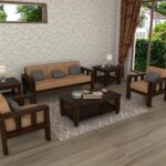 FurnitureWay Sheesham Wood 5 Seater Sofa Set – Walnut Finish