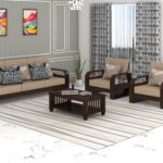 FurnitureWay Sheesham Wood 5 Seater Sofa Set – Walnut Finish