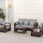 FurnitureWay Sheesham Wood 5 Seater Sofa Set – Walnut Finish