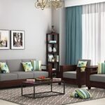 FurnitureWay Sheesham Wood 5 Seater Sofa Set – Walnut Finish