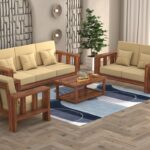 FurnitureWay Sheesham Wood 6 Seater Sofa Set – Honey Finish