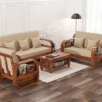 FurnitureWay Sheesham Wood 6 Seater Sofa Set – Honey Finish