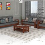 FurnitureWay Sheesham Wood 6 Seater Sofa Set – Natural Finish