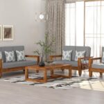 FurnitureWay Sheesham Wood 6 Seater Sofa Set – Natural Finish