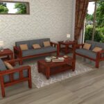 FurnitureWay Sheesham Wood 6 Seater Sofa Set – Natural Finish
