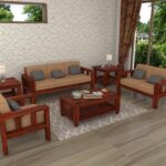 FurnitureWay Sheesham Wood 6 Seater Sofa Set – Natural Finish