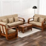 FurnitureWay Sheesham Wood 6 Seater Sofa Set – Natural Finish