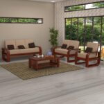 FurnitureWay Sheesham Wood 6 Seater Sofa Set – Natural Finish