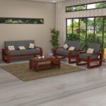 FurnitureWay Sheesham Wood 6 Seater Sofa Set – Natural Finish