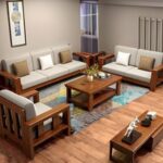 FurnitureWay Sheesham Wood 6 Seater Sofa Set – Natural Finish