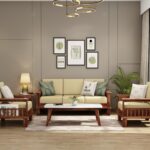 FurnitureWay Sheesham Wood 6 Seater Sofa Set – Natural Finish
