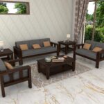 FurnitureWay Sheesham Wood 6 Seater Sofa Set – Walnut Finish
