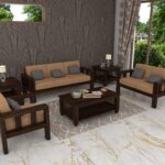 FurnitureWay Sheesham Wood 6 Seater Sofa Set – Walnut Finish