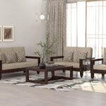 FurnitureWay Sheesham Wood 6 Seater Sofa Set – Walnut Finish