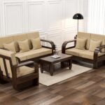 FurnitureWay Sheesham Wood 6 Seater Sofa Set – Walnut Finish