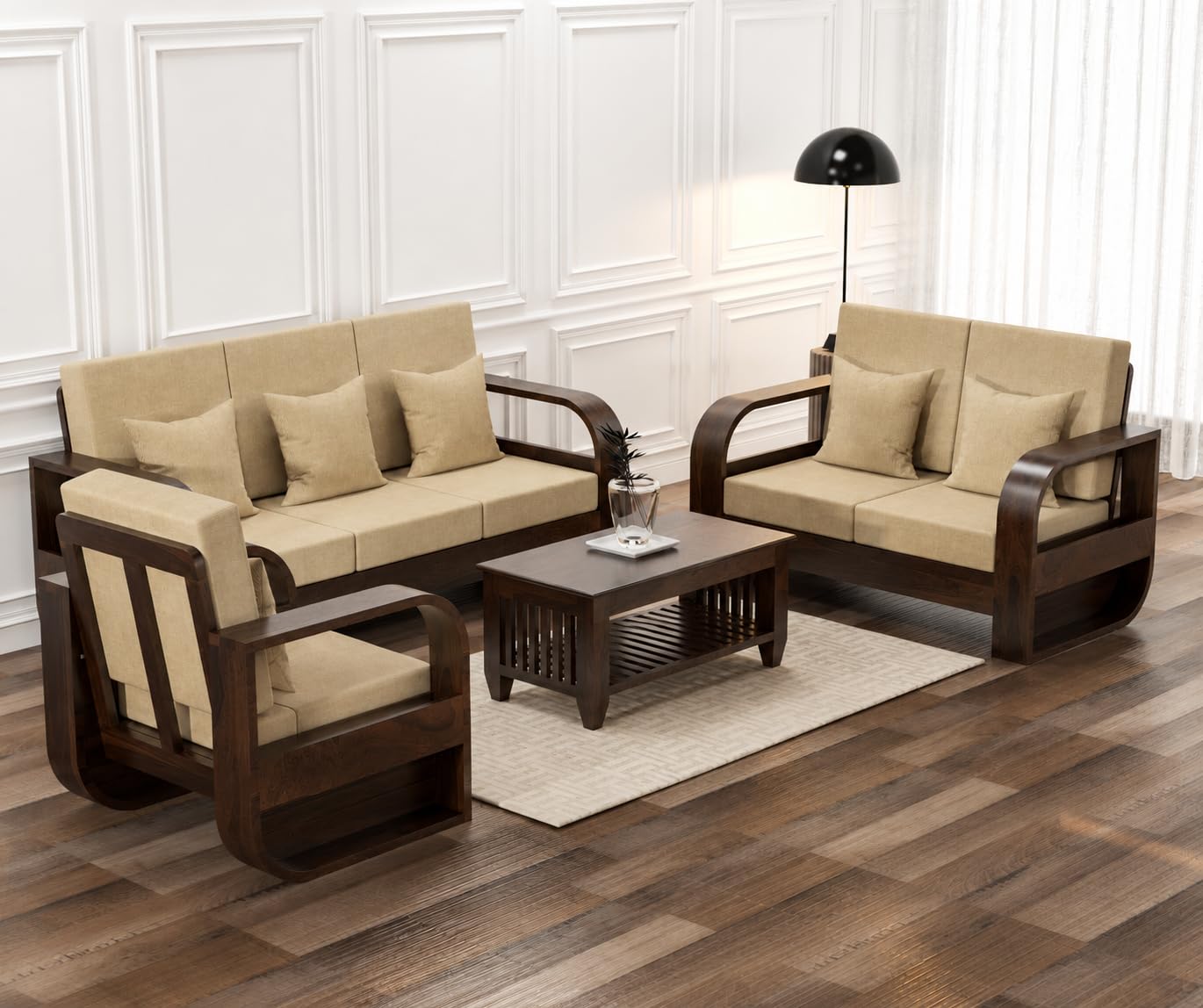 71thrmWT2JL-1.jpg FurnitureWay Sheesham Wood 6 Seater Sofa Set – Walnut Finish - Image 1