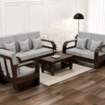 FurnitureWay Sheesham Wood 6 Seater Sofa Set – Walnut Finish