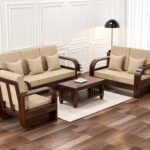 FurnitureWay Sheesham Wood 6 Seater Sofa Set – Walnut Finish