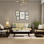 FurnitureWay Sheesham Wood 6 Seater Sofa Set – Walnut Finish