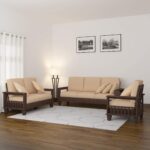 FurnitureWay Sheesham Wood 6 Seater Sofa Set – Walnut Finish