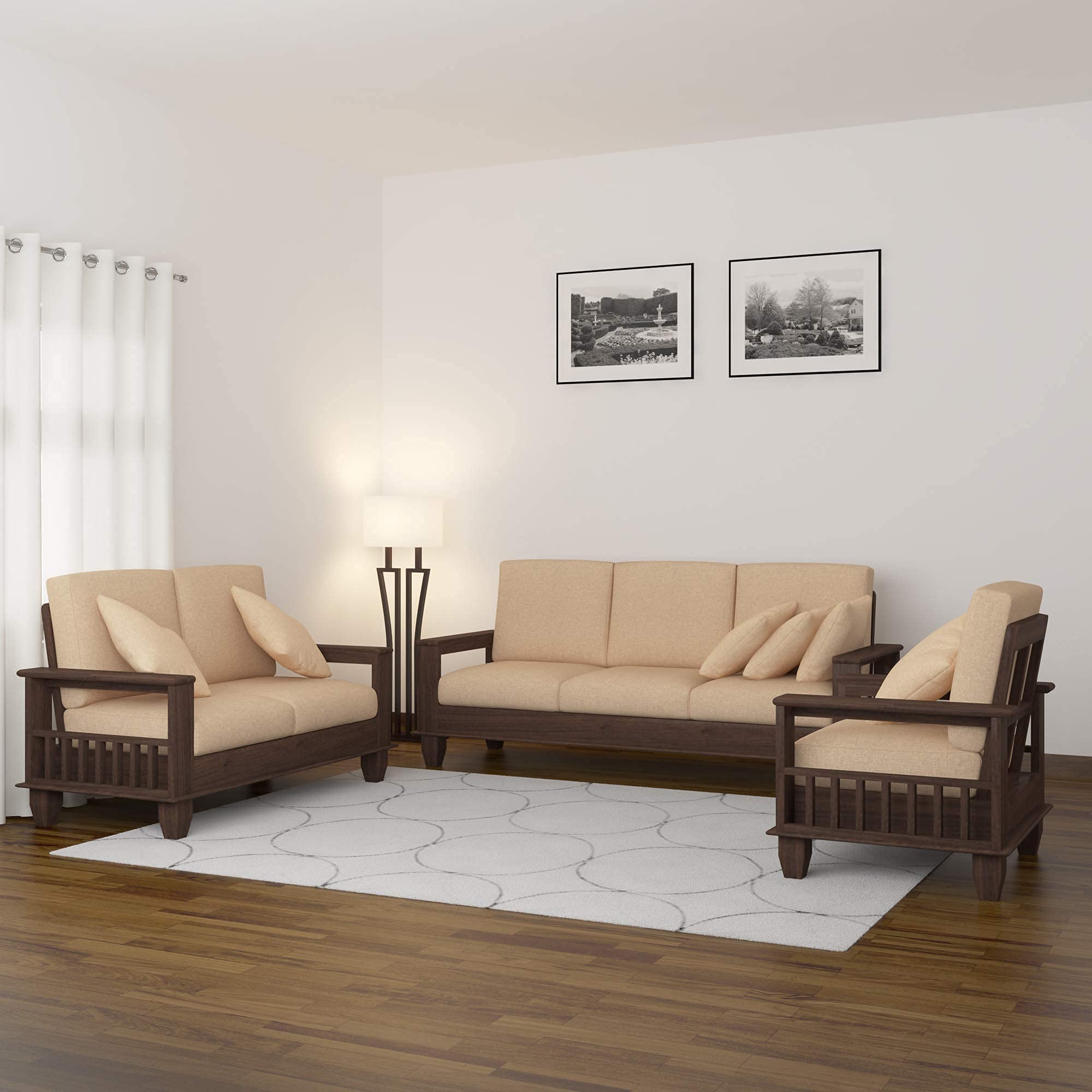 714yQWlPIS-1.jpg FurnitureWay Sheesham Wood 6 Seater Sofa Set – Walnut Finish - Image 1