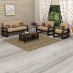 FurnitureWay Sheesham Wood 6 Seater Sofa Set – Walnut Finish