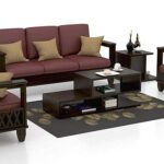 FurnitureWay Sheesham Wood 6 Seater Sofa Set – Walnut Finish