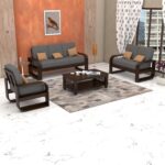 FurnitureWay Sheesham Wood 6 Seater Sofa Set – Walnut Finish