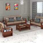 FurnitureWay Sheesham Wood 7 Seater Sofa Set – Natural Finish