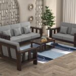 FurnitureWay Sheesham Wood 7 Seater Sofa Set – Walnut Finish